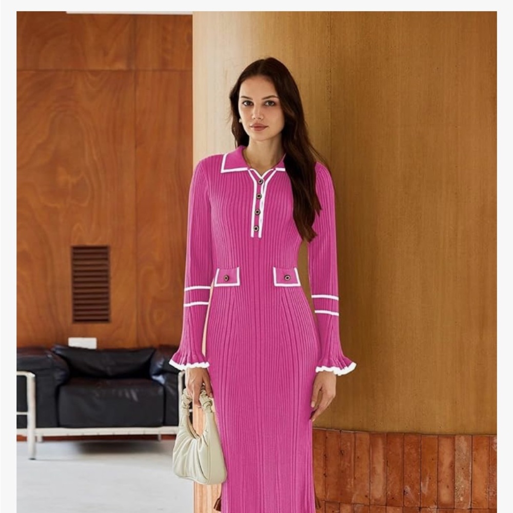 Pink Queen Apparel Bodycon Sweater Dress 2025, Slim Fit Size Small - Picture 4 of 13